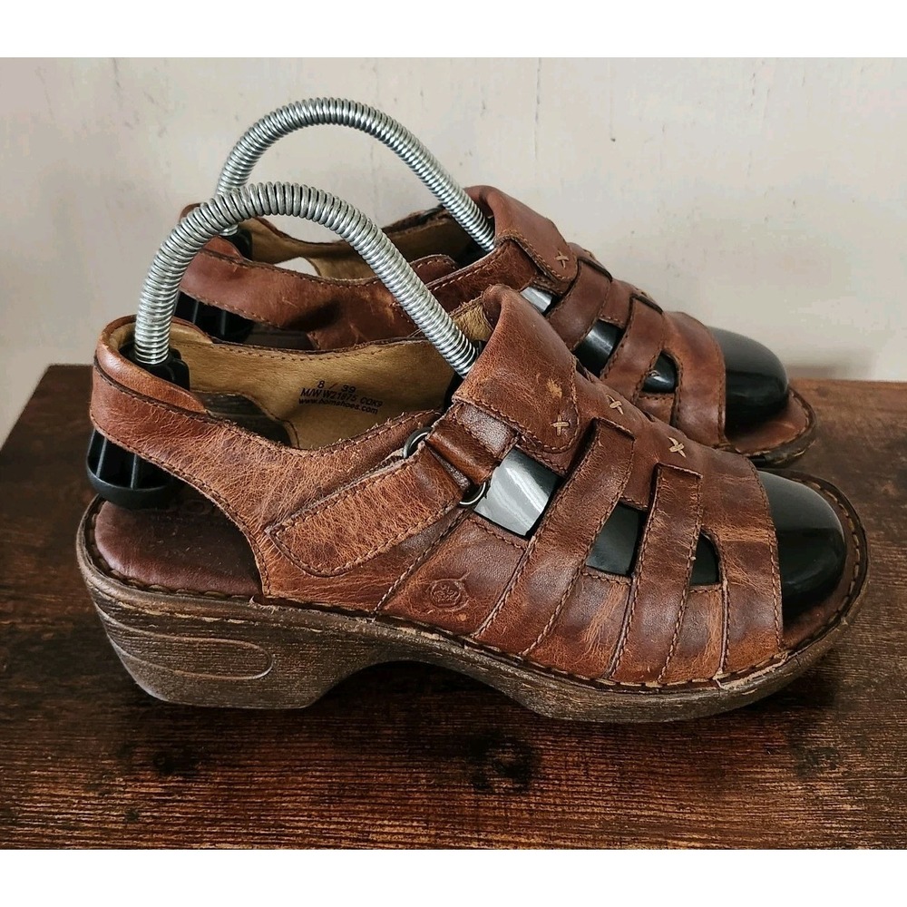 Born Womens Size 8 Brown Leather Fisherman Resnor Sandals Comfort Casual - Picture 2 of 6